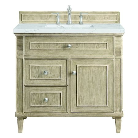 James Martin Vanities 36'' Single Vanity, Whitewashed Oak w/ 3 CM Ethereal Noctis Quartz Top 424-V36-WWO-3ENC